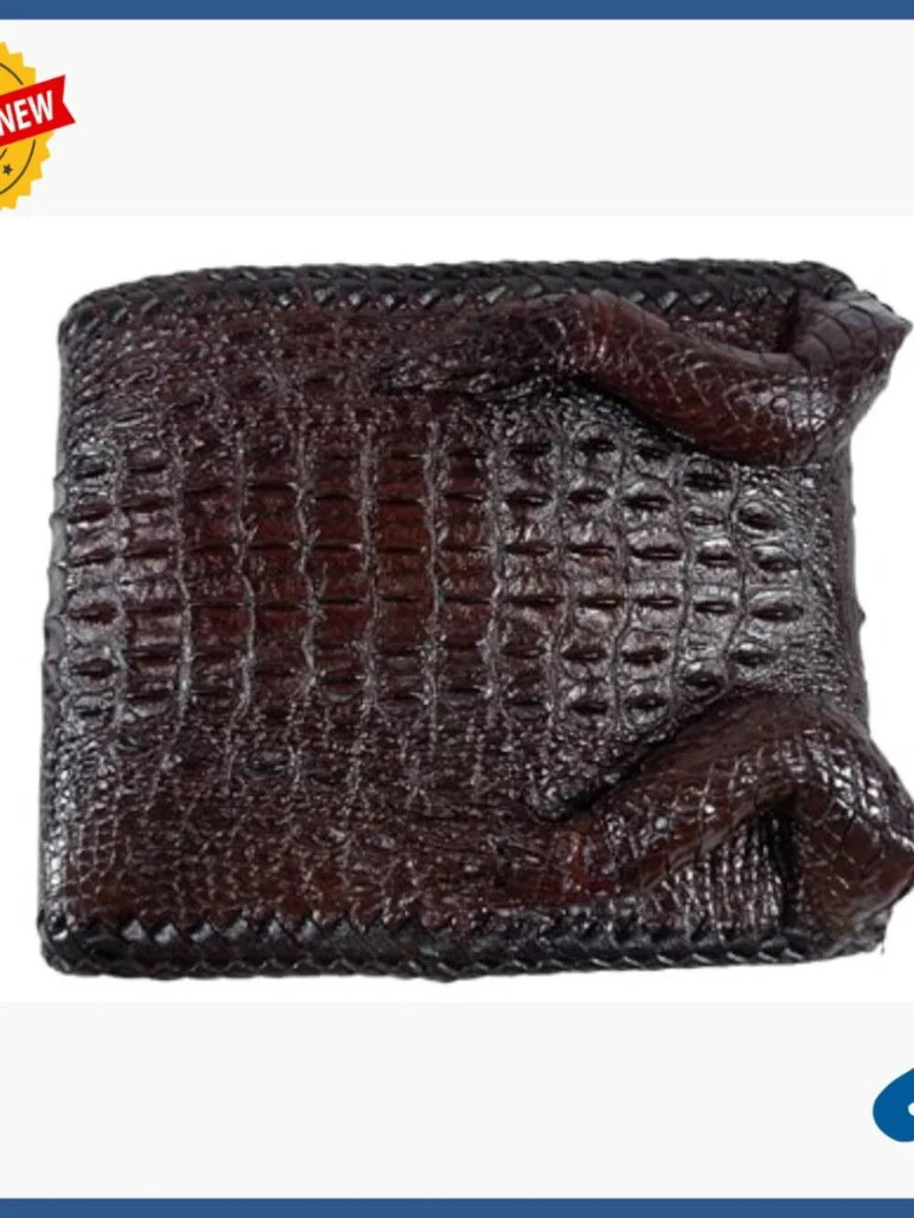 Genuine Crocodile Leather Bifold Wallet with 4 Card Slots and ID Window